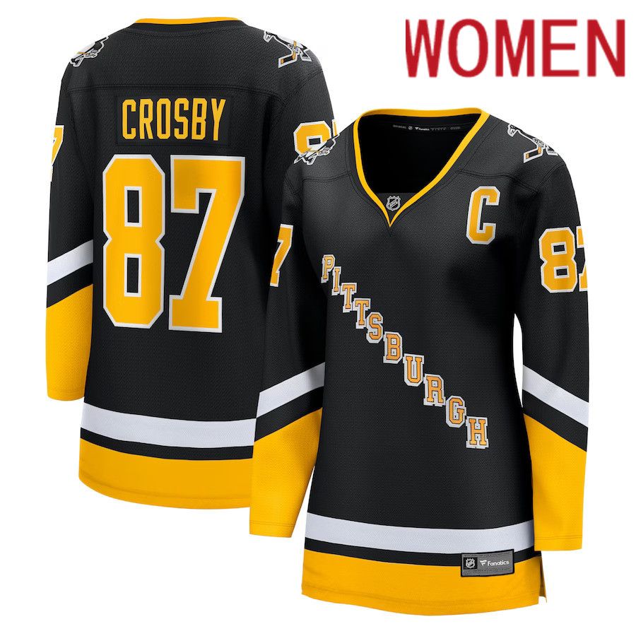 Women Pittsburgh Penguins #87 Sidney Crosby Fanatics Branded Black Alternate Premier Breakaway Player NHL Jersey